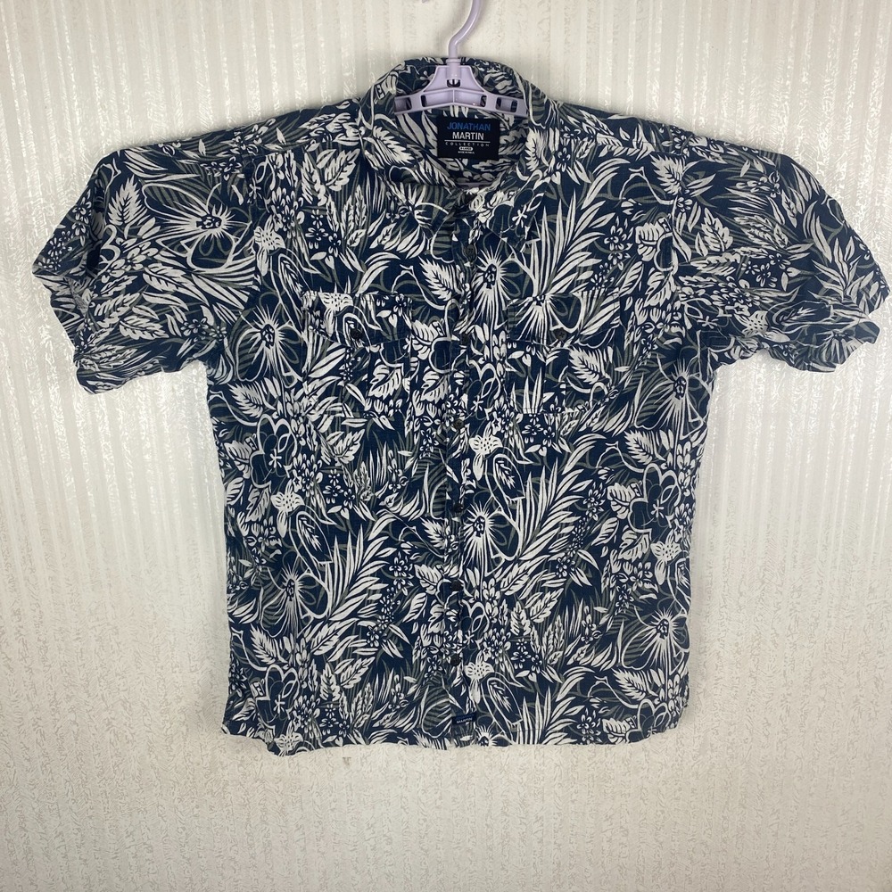 Jonathan Martin Mens‎ Blue Floral Hawaiian Casual Classic Preppy Shirt Size XL